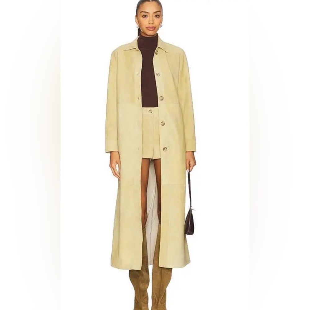 ZUT Butter Goat Suede‎ Long Coat Size L 100% Natural Goat Suede | $1200 Retail